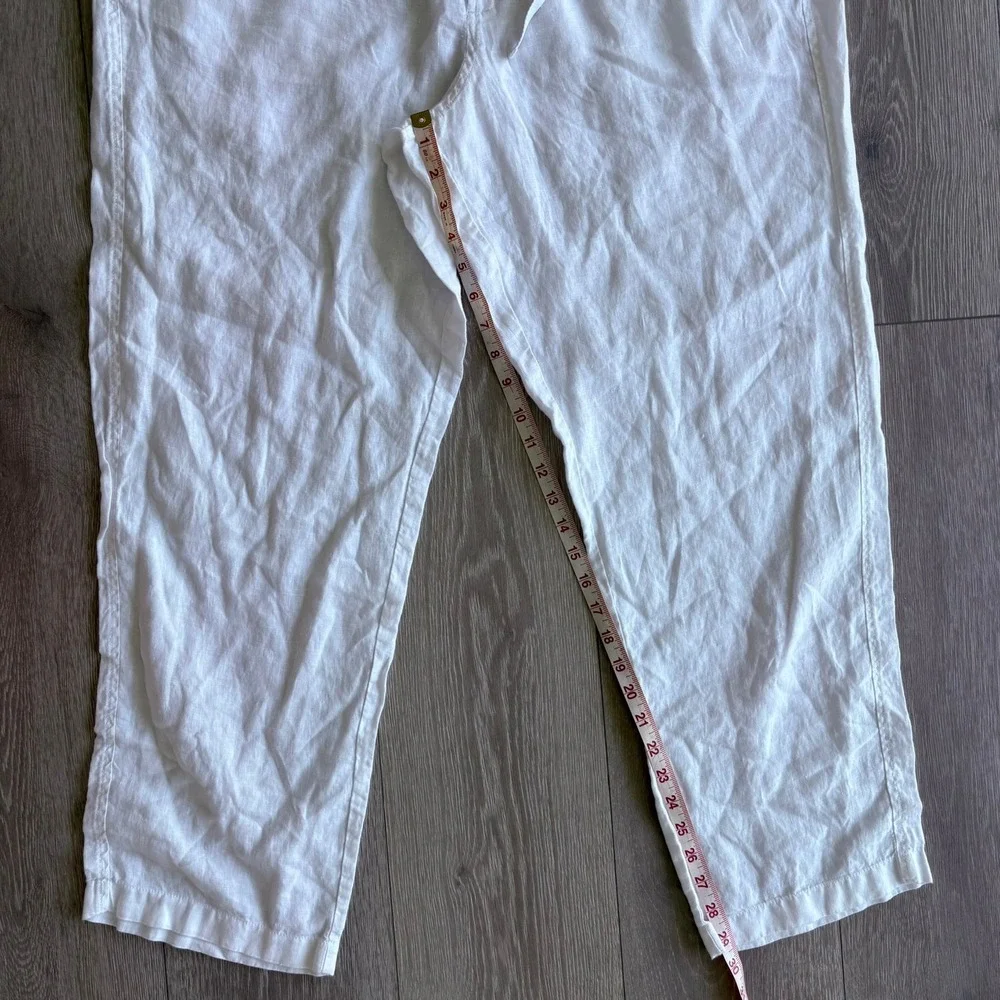 Club Room Luxury Mens XXL White 100% Linen Drawstring Elastic Waist Pants